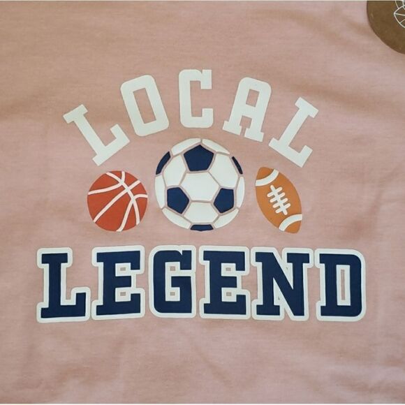 NWT "LOCAL LEGEND" Basketball Soccer Football Boy Girl Unisex T-Shirt Sz S (6-7) - Picture 2 of 6